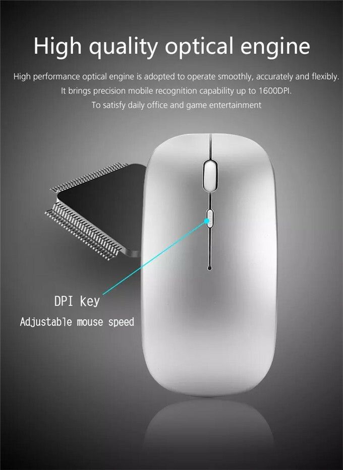 Rechargeable Wireless Mouse 2.4GHz Ultra Slim LONG LASTING BATTERY