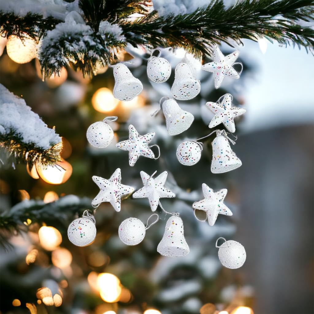 FXmas SIX-pointed Star Hanging Decoration Sparkling Holiday Star for Xmas Golden