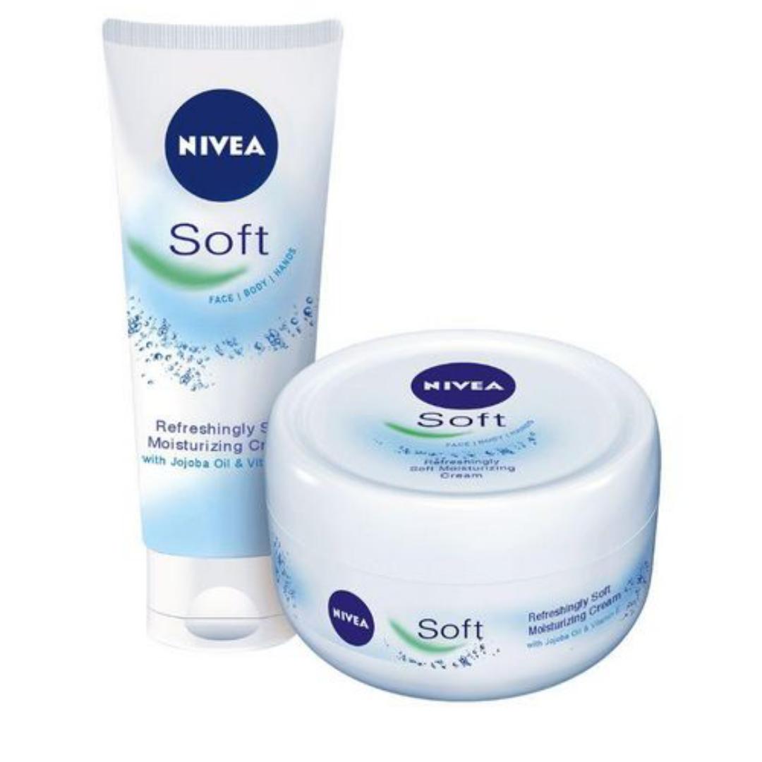 NIVEA 2 in 1 : Soft Moisturizing Creams for Face, Hands & Body With Vitamin E and Jojoba Oil