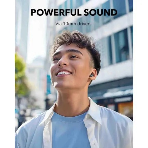 Soundcore  earbuds.30 hours of playtime with charging case, high bass, IPX5 water resistance, clear calls with AI-enhanced technology, and 22 EQ presets via the Soundcore app Features 10mm dynamic dri