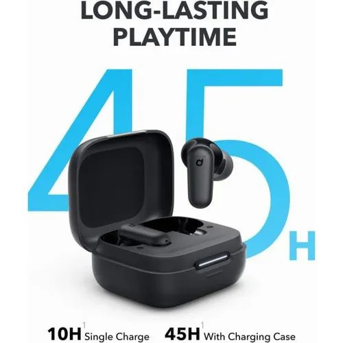 Soundcore  earbuds.30 hours of playtime with charging case, high bass, IPX5 water resistance, clear calls with AI-enhanced technology, and 22 EQ presets via the Soundcore app Features 10mm dynamic dri