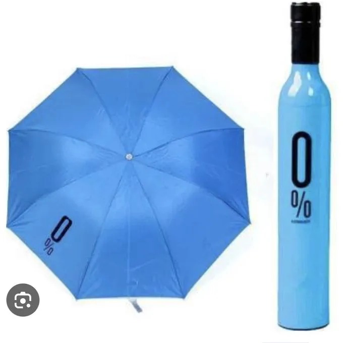 Wine Bottle Design Folding Umbrellas Windproof Travel Umbrellas for Rain - Covers 2/3 people when fully opened, Lightweight, Strong, Compact with for Men & Women