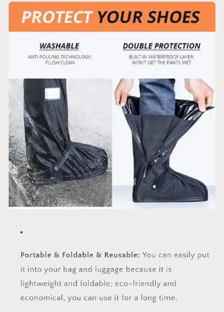Portable Foldable Reusable Waterproof Cover Rain Boots Shoe Covers Unisex Reusable Non-Slip Boot Shoe Covers Sizes S, M, L, XL, XXL, XXXL