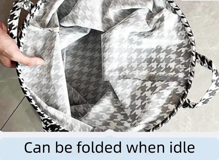 Stylish Houndstooth Fabric Laundry & Storage Baskets , Modern Black & White Pattern | 💪 Durable Foldable Design with Sturdy Handles | 🧦 Perfect for Laundry, Toys, or Home Organizer