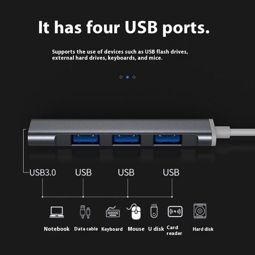 4-in-1 USB Hub USB3.0&Type-C to USB3.0 Hub Ports perfect for MacOS, Windows and Android Devices Docking Station
