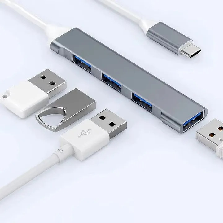 4-in-1 USB Hub USB3.0&Type-C to USB3.0 Hub Ports perfect for MacOS, Windows and Android Devices Docking Station
