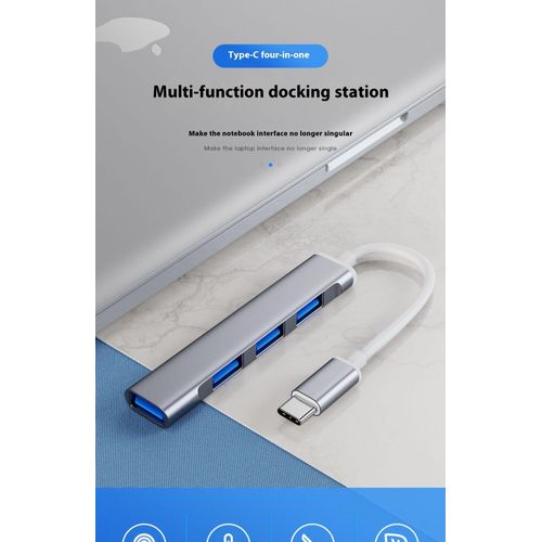 4-in-1 USB Hub USB3.0&Type-C to USB3.0 Hub Ports perfect for MacOS, Windows and Android Devices Docking Station