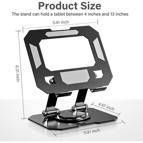 360° Rotatable Tablet Stand Adjustable Foldable Desktop Stand Holder Compatible For 4.7-12 Inch Ipad Pro/Air/Min Laptop Tablet