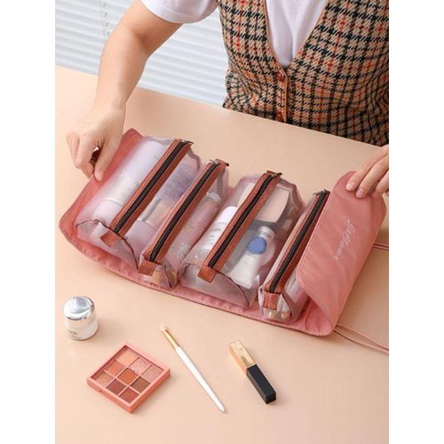 4 In1 quality Cosmetic Bag Nylon Mesh Detachable Makeup Box Multifunctional Large capacity Capacity with Zipper Portable for Female Summer Travel