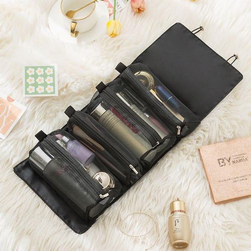 4 In1 quality Cosmetic Bag Nylon Mesh Detachable Makeup Box Multifunctional Large capacity Capacity with Zipper Portable for Female Summer Travel