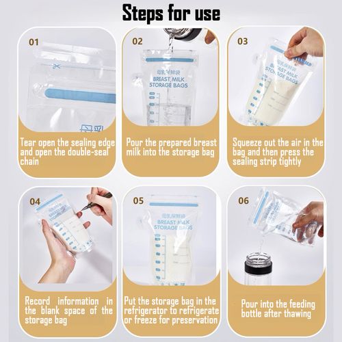 30pcs Breast Milk Freezer Storage Bags 180ml – Leakproof, Free Breastmilk Preservation Pouches for Baby Feeding, Freezer Safe & Durable for Nursing Moms