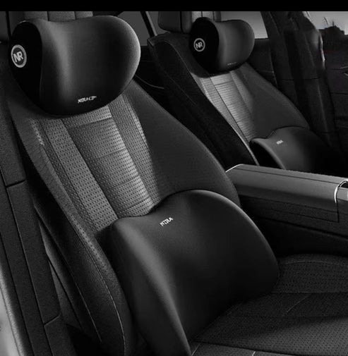 2 Piece Memory Foam Car Headrest and Lumbar Support for Comfortable Driving, Ergonomic Back and Neck Cushion for Long Journeys, Universal Fit for Most Vehicles