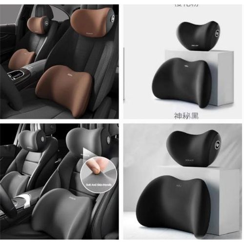 2 Piece Memory Foam Car Headrest and Lumbar Support for Comfortable Driving, Ergonomic Back and Neck Cushion for Long Journeys, Universal Fit for Most Vehicles