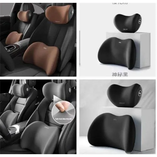 2 Piece Memory Foam Car Headrest and Lumbar Support for Comfortable Driving, Ergonomic Back and Neck Cushion for Long Journeys, Universal Fit for Most Vehicles