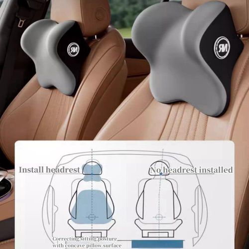 2 Piece Memory Foam Car Headrest and Lumbar Support for Comfortable Driving, Ergonomic Back and Neck Cushion for Long Journeys, Universal Fit for Most Vehicles