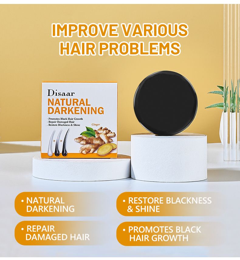 Disaar POLYGONUM Multiflorum NATURAL DARKENING Soap For Blacker Hair Repairs, Restores Shine, Blackening Soap ANTI Graying Grey Hair Shampoo