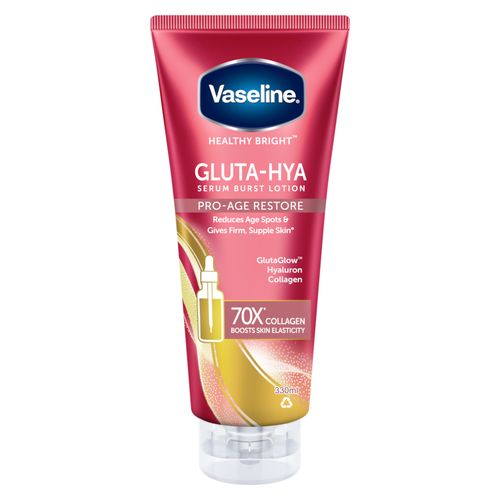 Vaseline Gluta-Hya Serum Burst Lotion Pro-Age Restore.- Vaseline Healing Jelly locks moisture deep within restoring skin's natural balance Address the signs of aging early on with the power