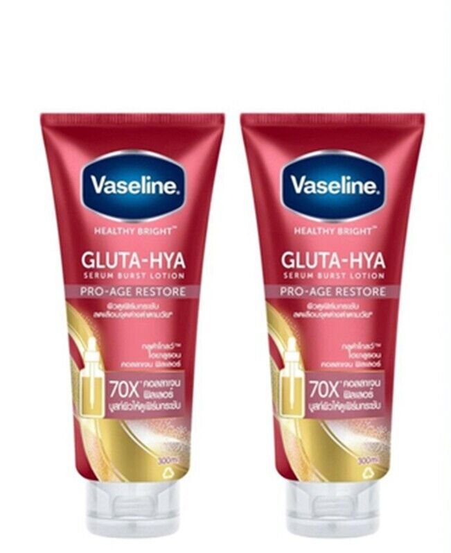 Vaseline Gluta-Hya Serum Burst Lotion Pro-Age Restore.- Vaseline Healing Jelly locks moisture deep within restoring skin's natural balance Address the signs of aging early on with the power