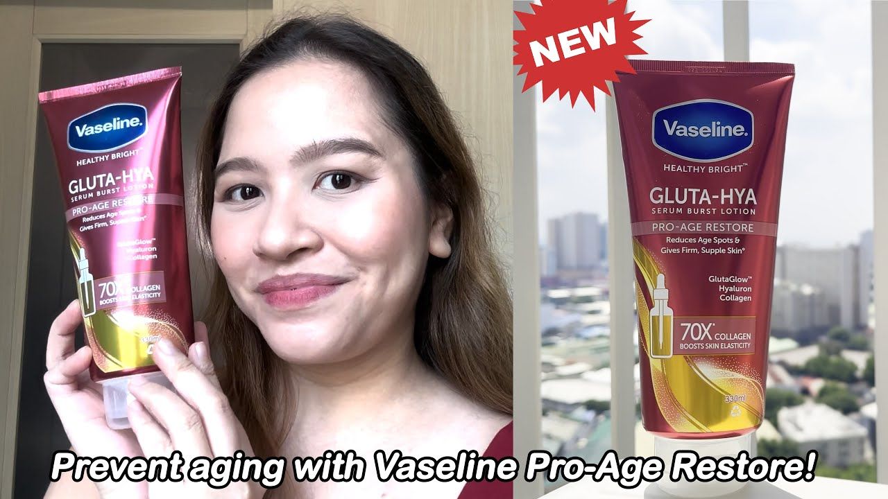 Vaseline Gluta-Hya Serum Burst Lotion Pro-Age Restore.- Vaseline Healing Jelly locks moisture deep within restoring skin's natural balance Address the signs of aging early on with the power