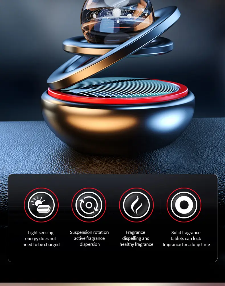 Car Interior Dashboard Air Freshener Rotating Aromatherapy Double Rings Rotary Rotating Air Freshener