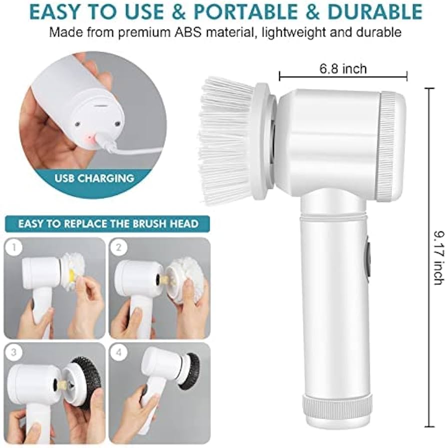5 in 1 Magic Brush USB Rechargeable with 3 Option (Brush, Sponge & Polisher) Adhesive Storage Hook it offers convenience and efficiency for everyday cleaning needs.