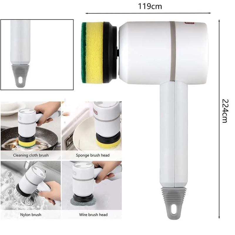 5 in 1 Magic Brush USB Rechargeable with 3 Option (Brush, Sponge & Polisher) Adhesive Storage Hook it offers convenience and efficiency for everyday cleaning needs.