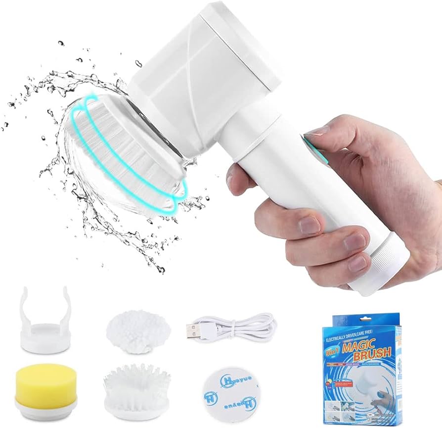 5 in 1 Magic Brush USB Rechargeable with 3 Option (Brush, Sponge & Polisher) Adhesive Storage Hook it offers convenience and efficiency for everyday cleaning needs.