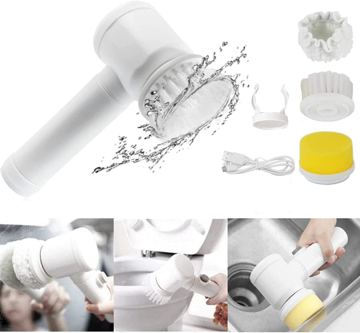 5 in 1 Magic Brush USB Rechargeable with 3 Option (Brush, Sponge & Polisher) Adhesive Storage Hook it offers convenience and efficiency for everyday cleaning needs.