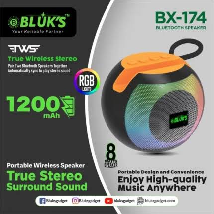 Bluetooth Speaker – Powerful Bass, Portable, Wireless – Long Battery Life It’s designed for easy portability and seamless Bluetooth connection to any device.