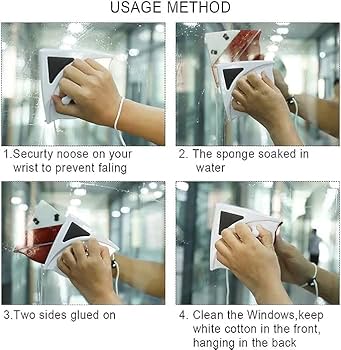 Double Layer Hollow Strong Magnetic Window Glass Cleaner for Easy and Safe Housekeeping Cleaning, Adjustable Strength, Scratch-Free Streak-Free Design for Single and Double Glazed Windows