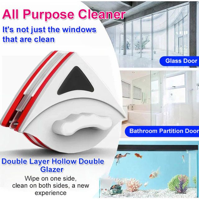 Double Layer Hollow Strong Magnetic Window Glass Cleaner for Easy and Safe Housekeeping Cleaning, Adjustable Strength, Scratch-Free Streak-Free Design for Single and Double Glazed Windows