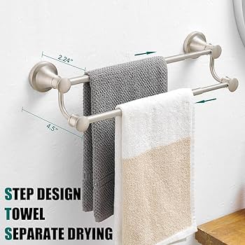 54cm Double Pole Towel Holder Ideal for home bathroom, living room, kitchen, etc. You can hang enough towels on it with wall mounted style. It's nice for home decoration with modern style.