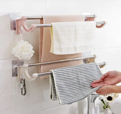 54cm Double Pole Towel Holder Ideal for home bathroom, living room, kitchen, etc. You can hang enough towels on it with wall mounted style. It's nice for home decoration with modern style.