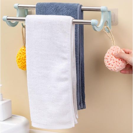54cm Double Pole Towel Holder Ideal for home bathroom, living room, kitchen, etc. You can hang enough towels on it with wall mounted style. It's nice for home decoration with modern style.