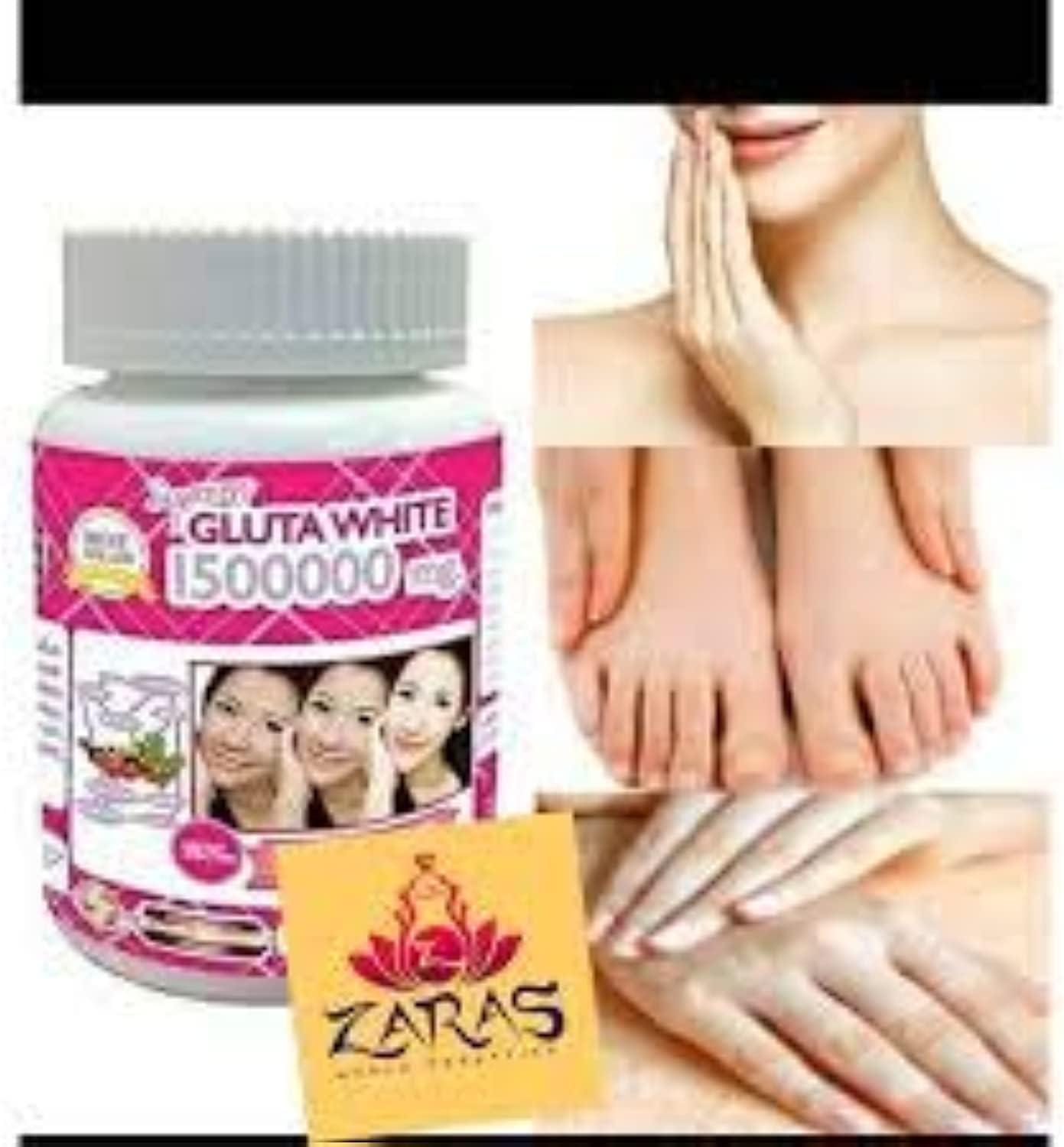 Supreme Gluta White 1500000mg skin whitening and anti-aging softgel capsules It also aims to moisturize and tighten the skin, contributing to a "V-shape" appearance, and nourishes hair and nails.
