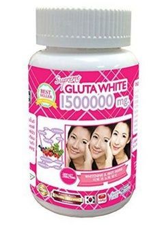Supreme Gluta White 1500000mg skin whitening and anti-aging softgel capsules It also aims to moisturize and tighten the skin, contributing to a "V-shape" appearance, and nourishes hair and nails.