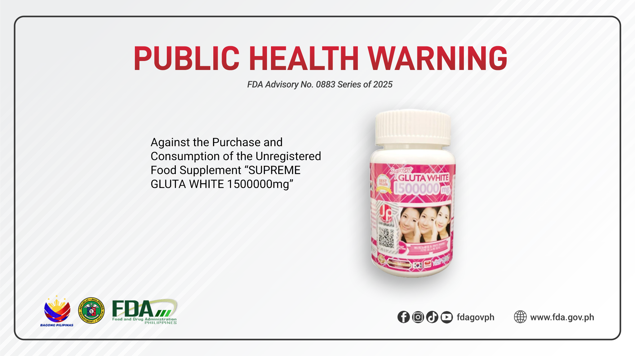 Supreme Gluta White 1500000mg skin whitening and anti-aging softgel capsules It also aims to moisturize and tighten the skin, contributing to a "V-shape" appearance, and nourishes hair and nails.