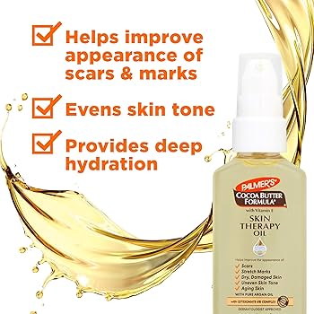 PALMER'S Cocoa Butter Formula Skin Therapy Oil With Vitamin E- 150ml improve the overall appearance of skin by addressing common concerns such as scars, stretch marks, dryness, uneven tone ,and aging.