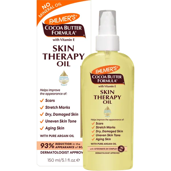PALMER'S Cocoa Butter Formula Skin Therapy Oil With Vitamin E- 150ml improve the overall appearance of skin by addressing common concerns such as scars, stretch marks, dryness, uneven tone ,and aging.