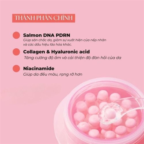 Medicube PDRN Pink Collagen Capsule Cream, containing collagen, niacinamide, and hyaluronic acid, designed to firm, brighten, hydrate, and strengthen the skin barrier for a radiant, "glass-skin" glow