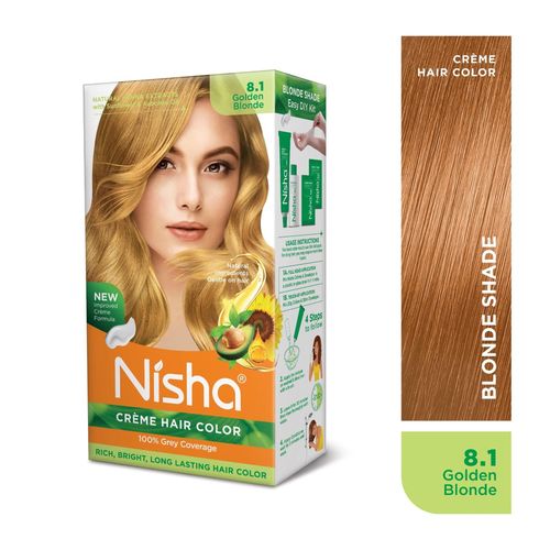 Nisha Crème Hair Color, Permanent Blonde Hair Dye Color, 100% Gray Coverage, Golden Blonde, 120gm These herbs constitute a perfect blend for hair color and work on all different hair types and texture