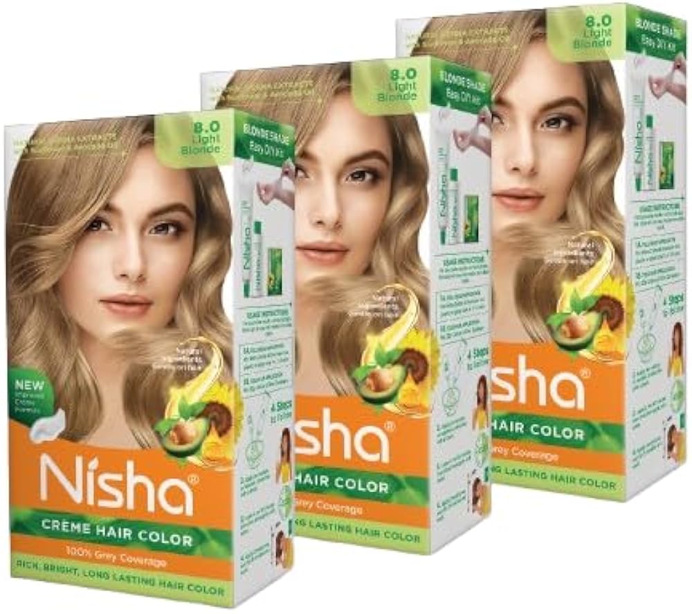 Nisha Crème Hair Color, Permanent Blonde Hair Dye Color, 100% Gray Coverage, Golden Blonde, 120gm These herbs constitute a perfect blend for hair color and work on all different hair types and texture