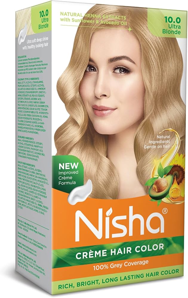 Nisha Crème Hair Color, Permanent Blonde Hair Dye Color, 100% Gray Coverage, Golden Blonde, 120gm These herbs constitute a perfect blend for hair color and work on all different hair types and texture