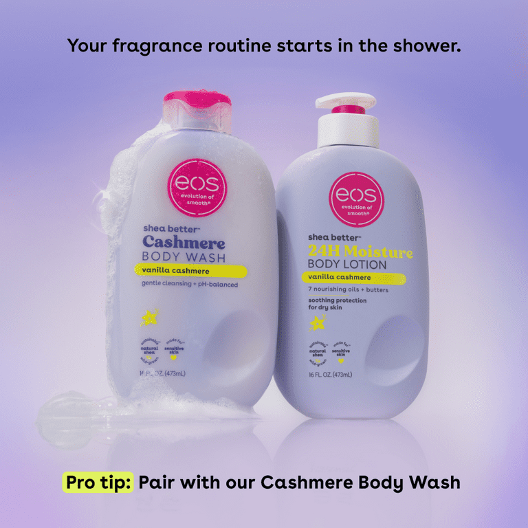Eos Shea Better Vanilla Cashmere Body Lotion 24H Moisture - Indulgent, Long-Lasting Hydration-473ml it offers intense hydration without heaviness, making it perfect for daily.