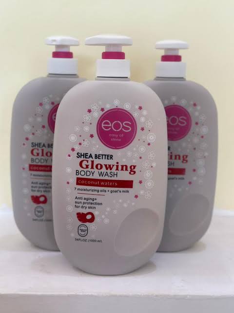 EOS Shea Butter Glowing Body Wash (Coconut Waters) - An antiaging body cleanser with shea butter, coconut water, 7 moisturizing oils, and goat’s milk,cleanses deeply & hydrating makes skin soft smooth