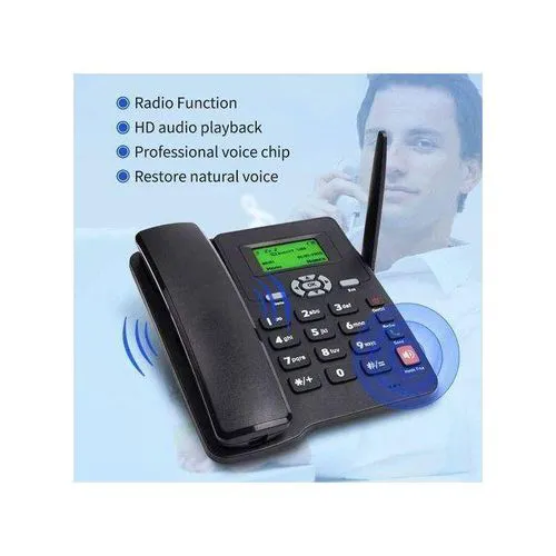 GSM FWP 6588 Fixed Wireless Phone - With SIM Card Slot, Caller ID, Dot-matrixed Display , Multi-languages Selection is compatible with any GSM SIM card in Kenya (Safaricom, Airtel, Telkom ) .