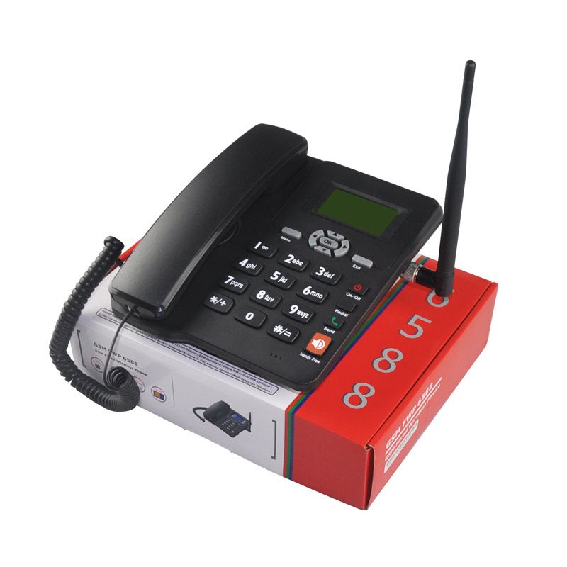 GSM FWP 6588 Fixed Wireless Phone - With SIM Card Slot, Caller ID, Dot-matrixed Display , Multi-languages Selection is compatible with any GSM SIM card in Kenya (Safaricom, Airtel, Telkom ) .