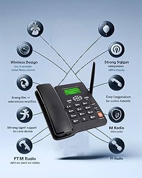GSM FWP 6588 Fixed Wireless Phone - With SIM Card Slot, Caller ID, Dot-matrixed Display , Multi-languages Selection is compatible with any GSM SIM card in Kenya (Safaricom, Airtel, Telkom ) .