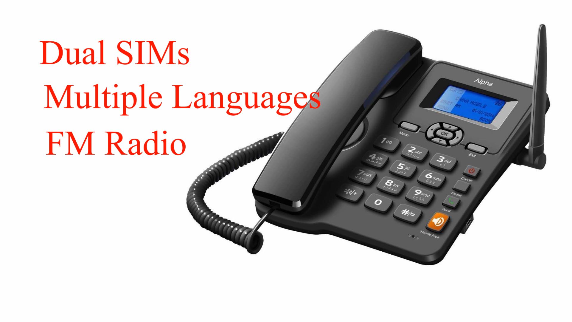 GSM FWP 6588 Fixed Wireless Phone - With SIM Card Slot, Caller ID, Dot-matrixed Display , Multi-languages Selection is compatible with any GSM SIM card in Kenya (Safaricom, Airtel, Telkom ) .