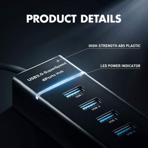 HUB Usb 3.0 HUB 4 Port For Laptop/PC .The USB hub supports multiple systems such as for MacBook Air,Laptop,iMac,PC,USB Flash Drives,Hard Drive 【Protect External Devices】